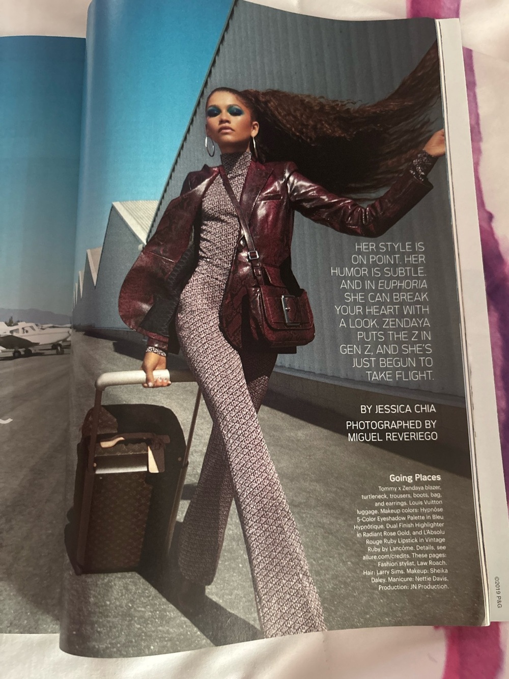 Zendaya for Allure Magazine - Blue & White Cover with Furry Coat - Picture 7 of 16